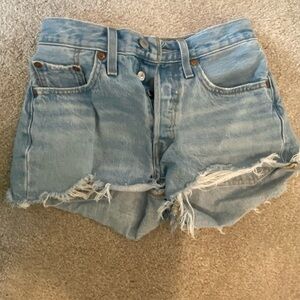 Levi's Light Blue Distressed Jean Shorts